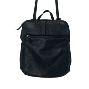 L.CREDI Convertible Leather Backpack Messenger in Black